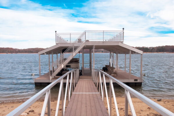 A dock seamlessly connected to a bridge, creating a scenic and accessible waterfront pathway.