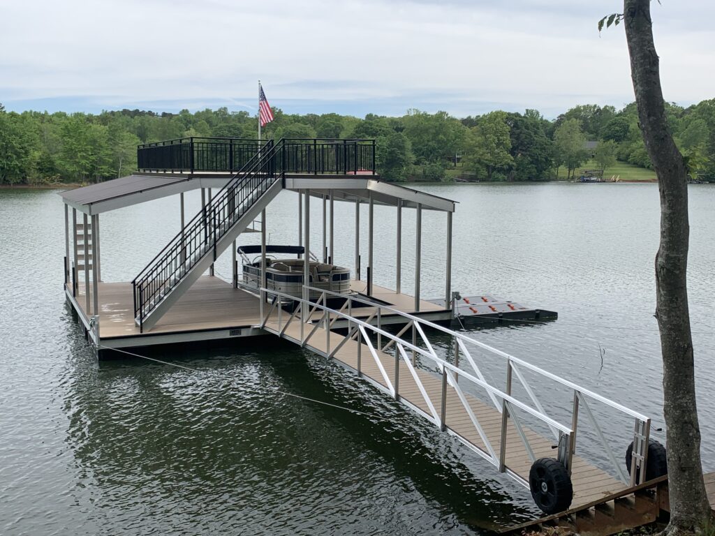 Floating custom boat dock on Lake Chatuge